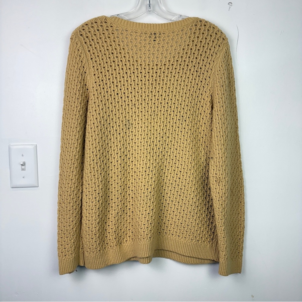 Talbots Neutral Cozy Knit Crewneck Sweater Button-Shoulder Textured Pullover - Picture 9 of 9